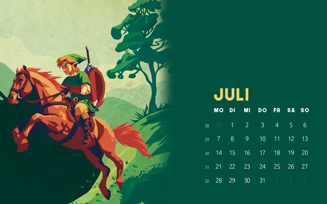 Kalender-Desktops Juli, August, September 2025