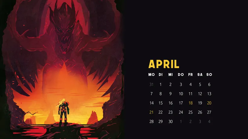 Kalender-Desktops April, Mai, Juni 2025