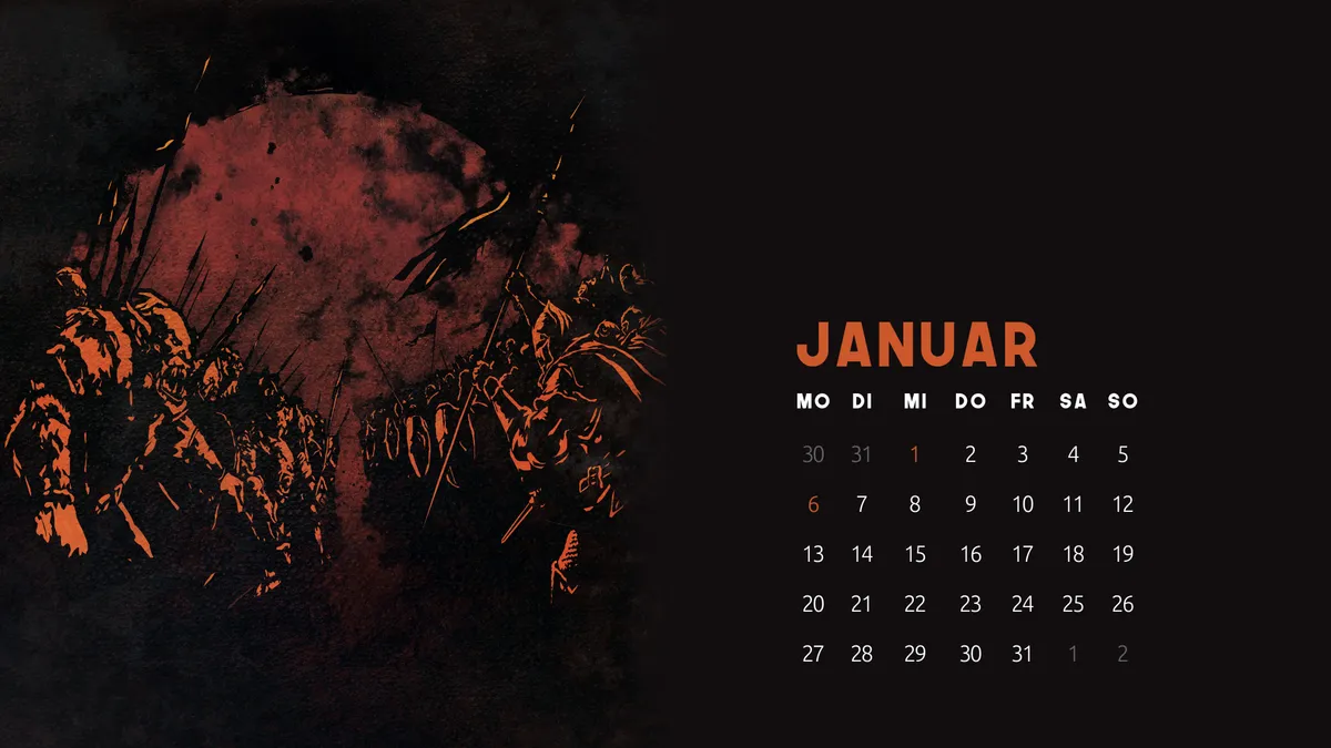 Kalender-Wallpaper Januar 2025